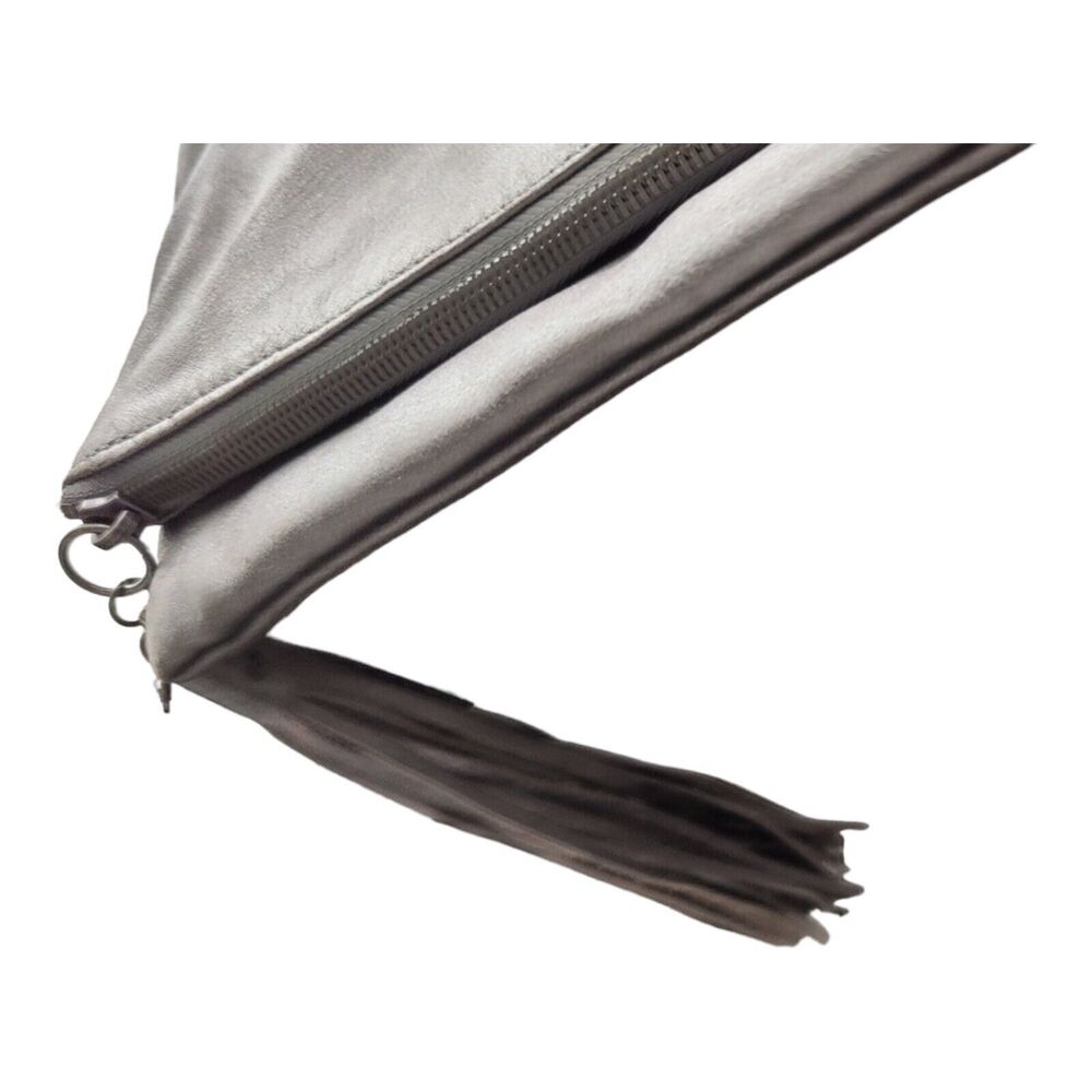 Hobo Int'l Raine Aged Silver Large Leather Clutch w/tassel Outer Zip Compartment - Picture 12 of 16